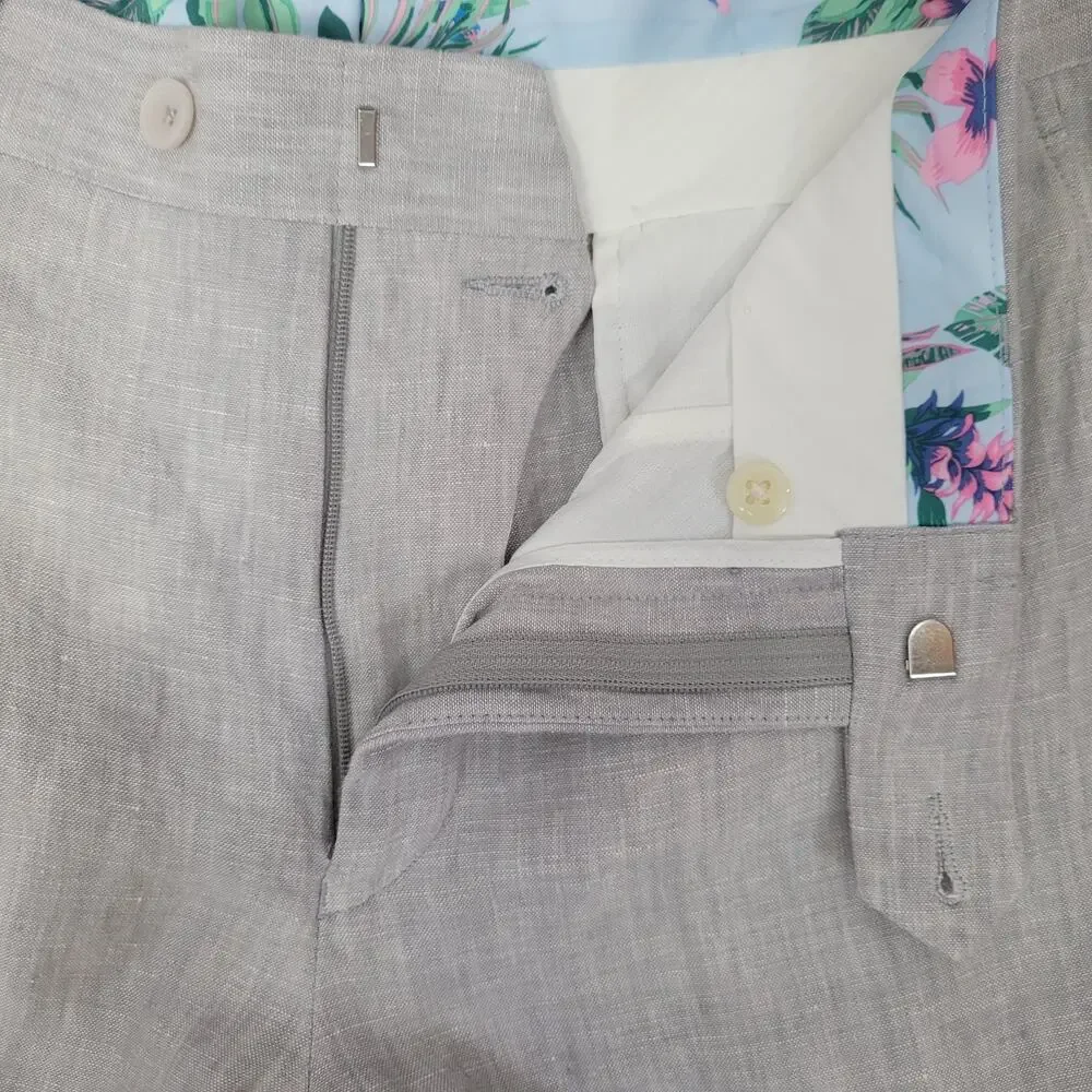 Bar III 100% Linen Pants men's size 32x34 Gray Coastal Beach Wedding Old Money